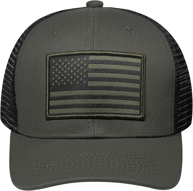 AURR American Flag Trucker Hat, Patriotic Baseball Cap for Men & Women, Breathable Mesh Adjustable Snapback, USA Flag Patch