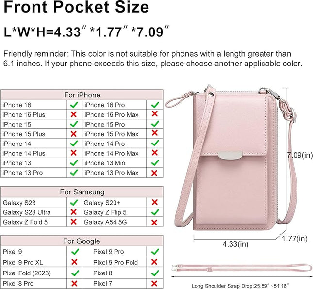 KUKOO Small Crossbody Bag Cell Phone Purse Wallet with Credit Card Slots for Women