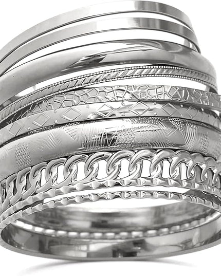 ÌF ME Gold Bangle Bracelets for Women, Indian Bangles Stackable Set, Multi Layer Textured 14K Gold Plated Chunky Bracelets Boho Jewelrys Set