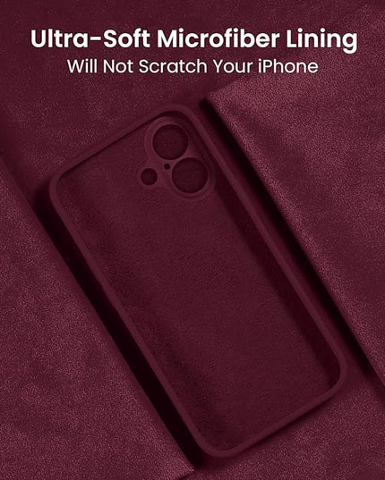 FireNova Designed for iPhone 16 Case, Silicone Upgraded [Camera Protection] Phone Case with [2 Screen Protectors], Soft Anti-Scratch Microfiber Lining Inside, 6.1 inch, Plum