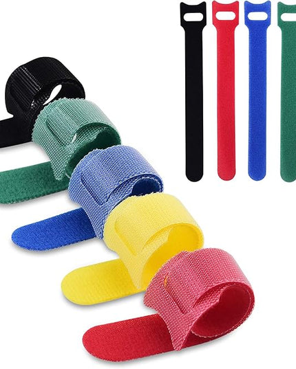 Cable Ties Reusable - 6 Inches Multi-Colour Adjustable Cord Straps Cord Ties for Cable Management Organizer, Multi-Purpose Reusable Hook and Loop for Home, Office and Garage (50)