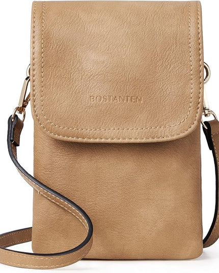 BOSTANTEN Vegan Leather Small Crossbody Bags for Women Designer Cell Phone Bag Wallet Purses Adjustable Strap