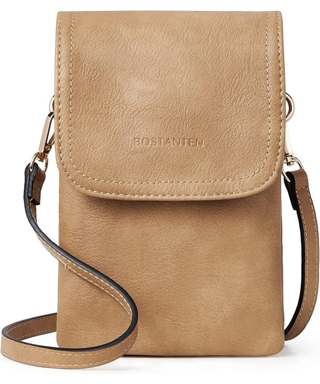 BOSTANTEN Vegan Leather Small Crossbody Bags for Women Designer Cell Phone Bag Wallet Purses Adjustable Strap