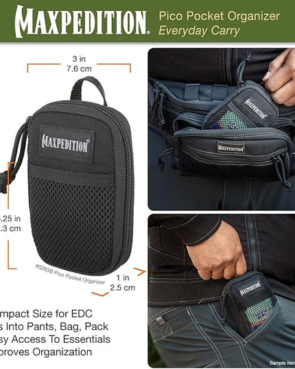 MAXPEDITION Pico Pocket Organizer, Ultra Compact EDC Gear Pouch, Tactical Utility Pouch for Everyday Carry, Tools, Gadgets, Outdoor First-Aid Kit, Survival