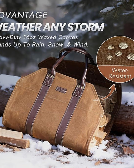 INNO STAGE Canvas Log Carrier Bag,Durable Wood Tote,Fireplace Stove Accessories,Extra Large Firewood Holder with Handles for Camping (Rust)