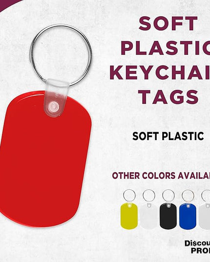 DISCOUNT PROMOS Tag Soft Plastic Keychains - 10 pack - Small Key Tag Chain For Staying Organized - Rubber Key Ring Keychain – Red