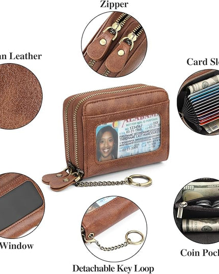 GOIACII Small Genuine Leather Wallet for Women, RFID Blocking Credit Card Holder Wallet