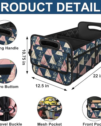 Deosk Trunk Organzier and Storage with 6 Big Pocket,Car Accessories for Women/Men 50L Waterproof Polyester for Car/SUV/Minivan/Truck(Medium, Triangle)