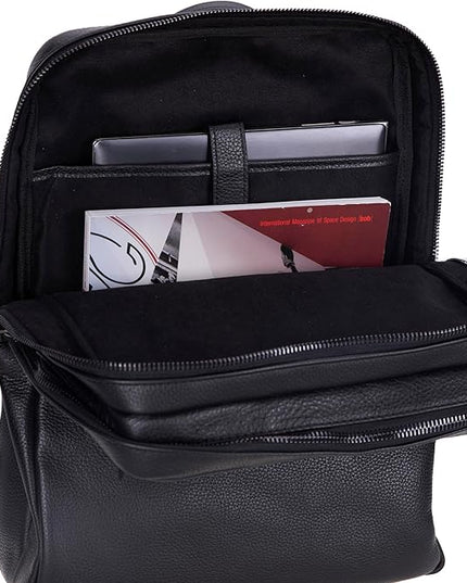 Osceola Genuine Leather Laptop Backpack for Men & Women, Handmade Leather Backpack Fits 16 Inch Laptop (Black)