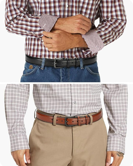 CHAOREN Leather Dress Belt Men 2 Pack - 1 3/8" Mens Belts for Work Business Casual Jeans