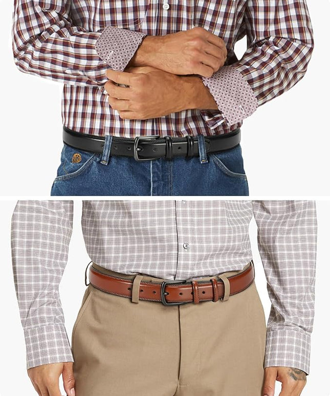 CHAOREN Leather Dress Belt Men 2 Pack - 1 3/8" Mens Belts for Work Business Casual Jeans