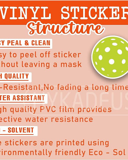 (3Pcs) Pickleball Stickers Waterproof Vinyl Pickleball Ball Decals for Water Bottle, Tumbler, Laptop, Phone Case, Scrapbooking, Team Players, Coach, 3" x 3"