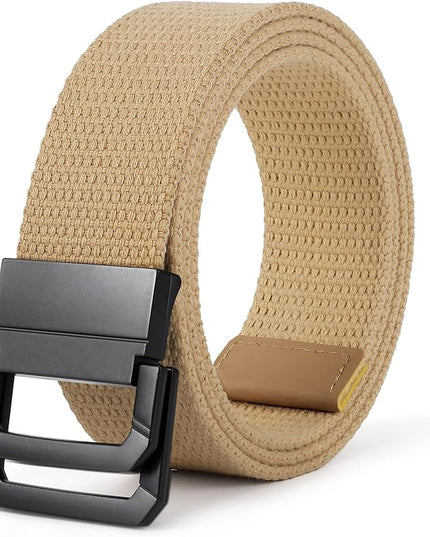 SANSTHS Canvas Belt with Double Ring Buckle, Fabric Web Belt for Women Men Double Ring for Outdoor & Casual Wear