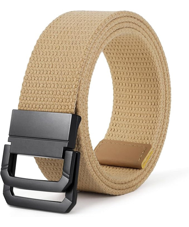 SANSTHS Canvas Belt with Double Ring Buckle, Fabric Web Belt for Women Men Double Ring for Outdoor & Casual Wear