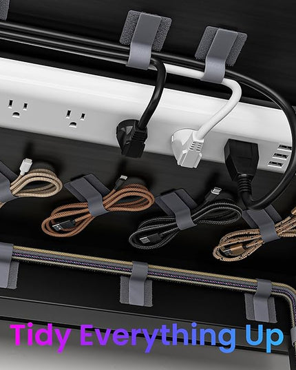 Hook and Loop Cable Ties, Self Adhesive Hook and Loop Cable Straps, Sticky-back Cord Organizer, Cable Clip, Household & Office Essentials, 40Pcs per Pack