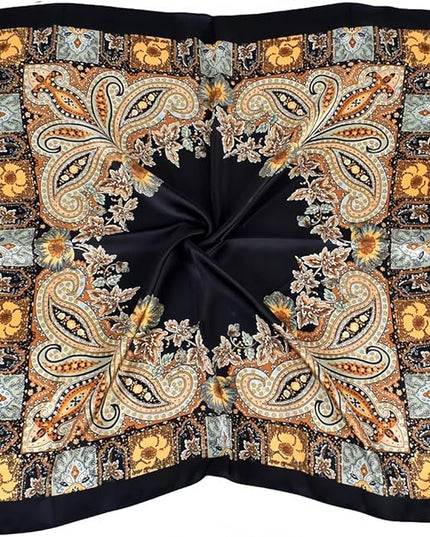 MINIDORA Satin Scarves for Women 27.5 × 27.5 inches Medium Square Elegant Silk Feeling Head Scarf