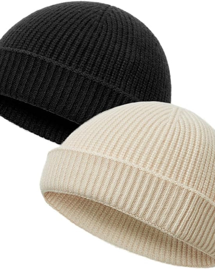 vidsel Thin Wool Fisherman Beanie Hat for Men Women Fall Winter,Short Knit Cuffed Fashion Trawler Skull Cap,Watch Cap
