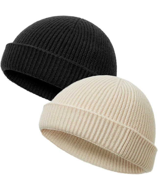 vidsel Thin Wool Fisherman Beanie Hat for Men Women Fall Winter,Short Knit Cuffed Fashion Trawler Skull Cap,Watch Cap