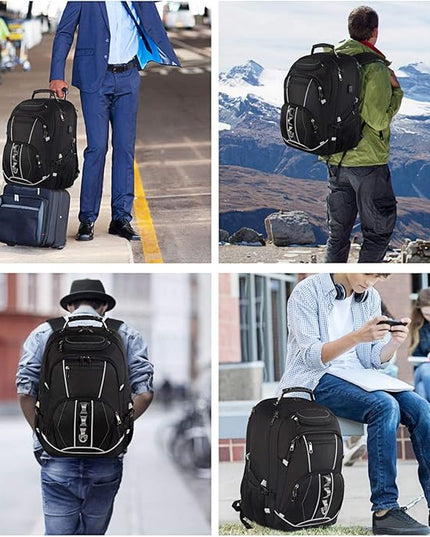 18.4 inch Gaming Laptop Backpacks with USB Charging Port, Big Capacity TSA Friendly RFID Anti Theft Pocket College Heavy Duty Computer Work bag for Men