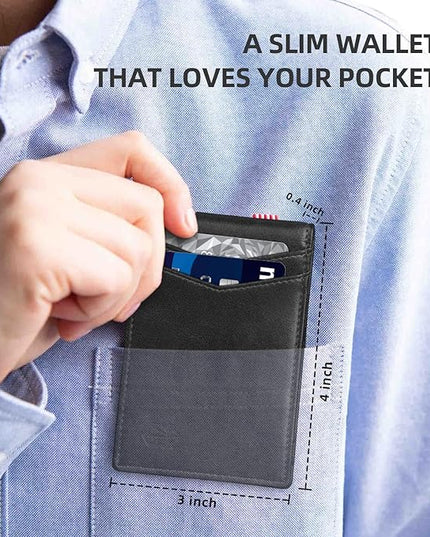 Zitahli Wallet for Men-6 Slots ID Window-Mens Wallets-Slim Wallet Classic Spring Money Clip RFID Blocking-Gift for Men