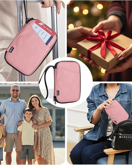 family passport holder for 4 pink multiple passport bag passport wallet for travel passport cover rfid blocking for women waterproof wallet with zipper passport case for men