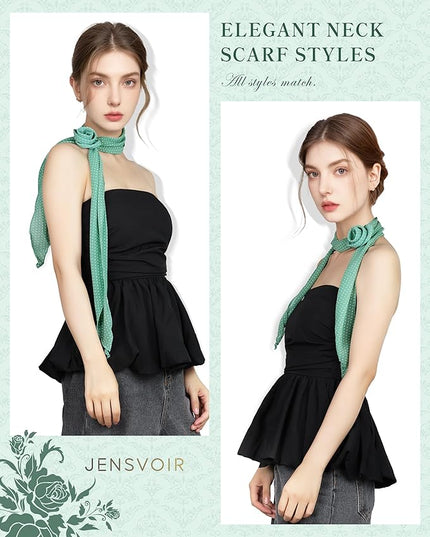 Chiffon Scarf for Women, Removable Flower Neck Scarf Light Soft Fashion Rose Scarves Versatile Headband or Hair Band