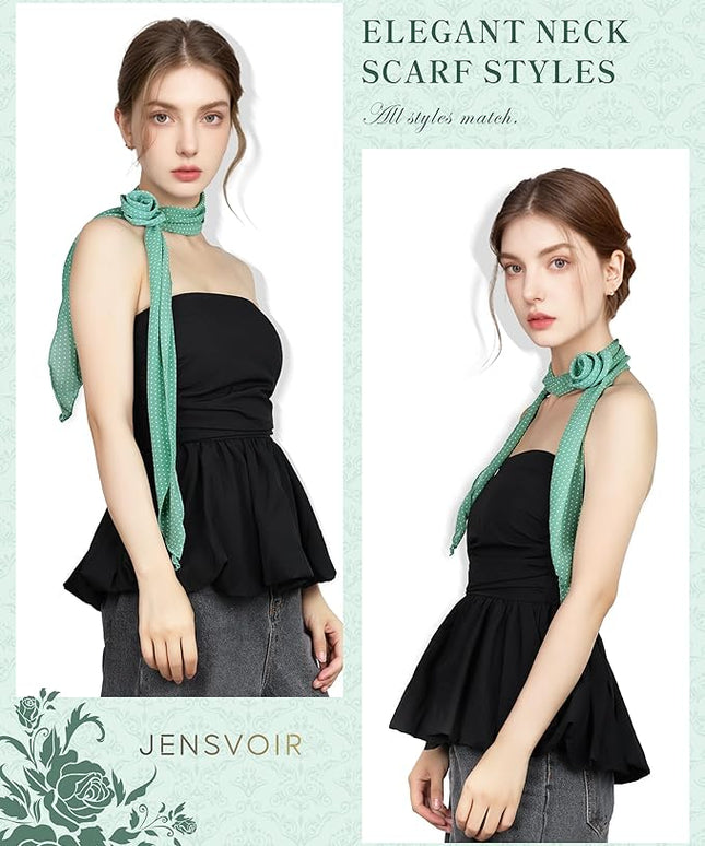 Chiffon Scarf for Women, Removable Flower Neck Scarf Light Soft Fashion Rose Scarves Versatile Headband or Hair Band
