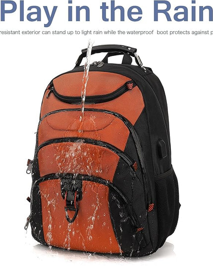 Boavan Laptop Backpack for men, 15.6 inch Laptop Bag with USB Port, Waterproof Travel Work Backpack Purse, Anti-Theft Teacher Nurse Doctor Casual Bookbags Office Business backpack，Deep Orange Black