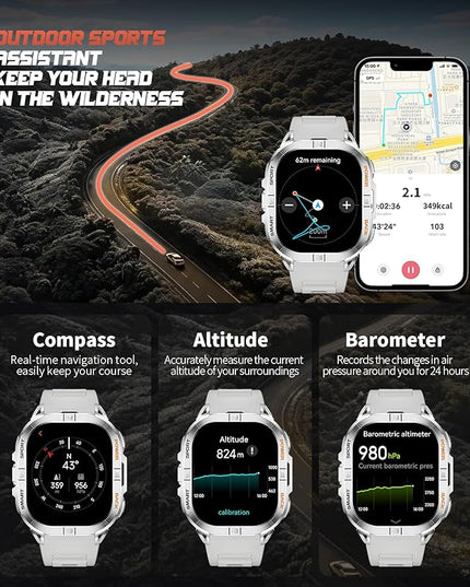 GPS Military Smart Watch for Men(Answer/Call), 2.13'' Smartwatch,60 Days Battery,6 Satellite Positioning/Compass,5 ATM Fitness Tracker with Flashlight/Heart Rate/Sleep/100+ Sport Modes for iOS/Android