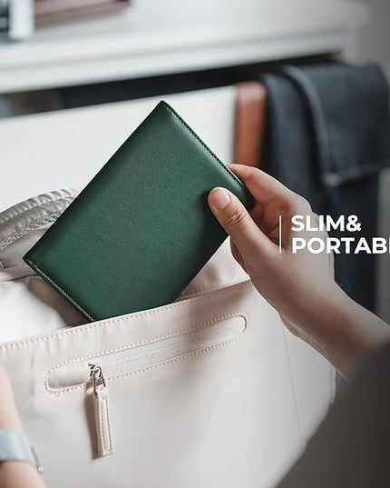 VULKIT Passport Holder with Airtag Slot, Premium Nappa Leather, RFID Blocking Airtag Passport Wallet