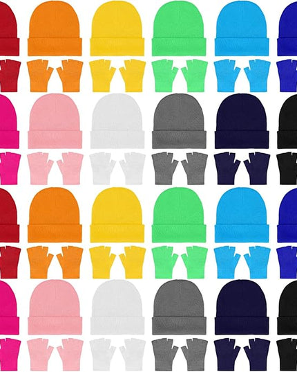 48 Pcs Bulk Winter Knit Beanies Gloves Men Women Warm Beanie Touchscreen Gloves Set Cozy Winter Accessories