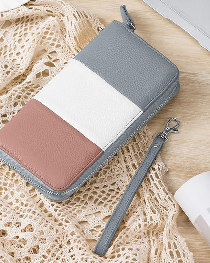 Moflycom Womens Wallet RFID Blocking Genuine Leather Multi Credit Card Large Capacity Zip Around Clutch Travel Purse Wristlet
