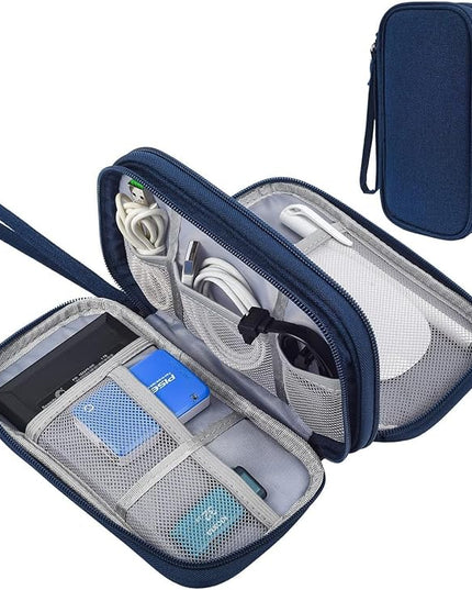 Electronic Organizer Travel Cable Accessories Bag, Electronic Organizer Case, Electronic Accessories Organizer Bag for Power Bank, Charging Cords, USB Cable, Earphones (Navy Blue)