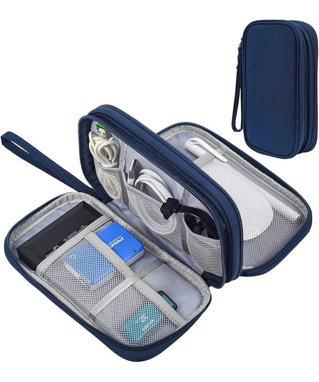 Electronic Organizer Travel Cable Accessories Bag, Electronic Organizer Case, Electronic Accessories Organizer Bag for Power Bank, Charging Cords, USB Cable, Earphones (Navy Blue)