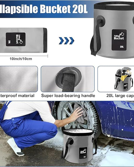 Viewsun 21Pcs Car Cleaning Kit with High Power Handheld Vacuum, Car Wash Mop with Long Handle, Bucket, Detailing Brush Set, Windshield Cleaner, Complete Interior Exterior Washing Supply for Men Women