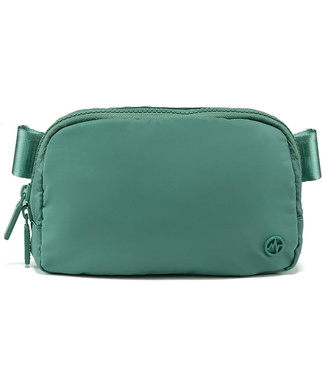 Pander Two Way Zipper Fanny Pack Nylon Everywhere Belt Bag for Women, Water Repellent Waist Packs, Crossbody Bags with Adjustable Strap (Eucalyptus Green)
