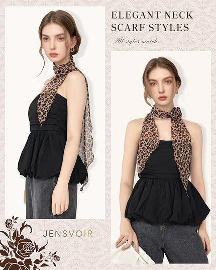 Chiffon Scarf for Women, Removable Flower Neck Scarf Light Soft Fashion Rose Scarves Versatile Headband or Hair Band