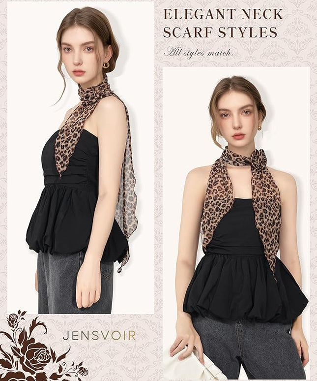 Chiffon Scarf for Women, Removable Flower Neck Scarf Light Soft Fashion Rose Scarves Versatile Headband or Hair Band