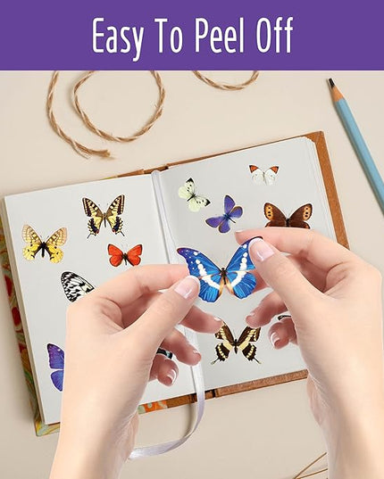 400+ PCS Realistic Butterfly Stickers, Self-Adhesive PVC Vintage Butterfly Stickers for Scrapbook, Laptop, Journal, DIY Project, Window, Envelope Spring Themed Party Decors