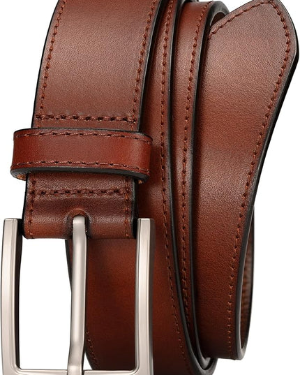 WOLFANT Men's 35mm Dress Casual Belt,100% Italian Full Grain Real Solid Leather