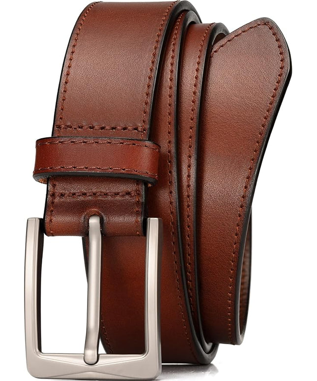 WOLFANT Men's 35mm Dress Casual Belt,100% Italian Full Grain Real Solid Leather
