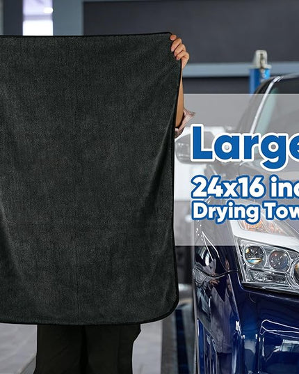 HOMEXCEL Professional Car Drying Towel (24"x 16") with Twisted-Loop Technology, 1200GSM for a Streak-Free Finish – Microfiber Towels for Cars, Trucks, SUVs, RVs and Motorcycles, 2 Pack