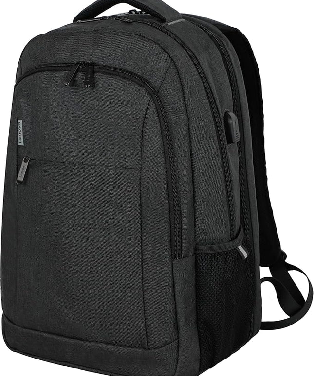 Lenovo B325 Laptop Backpack 35L – Anti-Theft, Water-Resistant, USB Charging Port, Fits 16-Inch Laptops, 2 Compartments, Luggage Strap, Travel Backpack for Work, School, Men & Women, Black