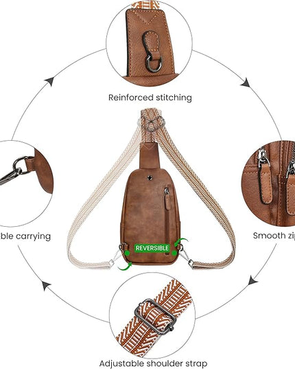 HESHE Sling Bag for Women Anti Theft Small Crossbody Bags Leather Fanny Pack Cross Body Purse for Travel
