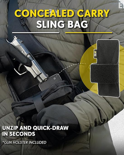 M-Tac CCW Sling Bag for Men & Women - EDC Shoulder Bag Tactical - Crossbody Concealed Carry Bag - Mens Chest Pack