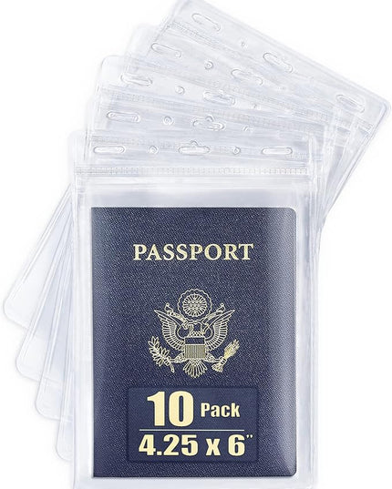 Mifflin-USA Passport & Card Holders (Clear, 4x6 Inches, 10 Pack), Extra Large ID Name Badge Holder, Zipperless Vertical Plastic Card Holders
