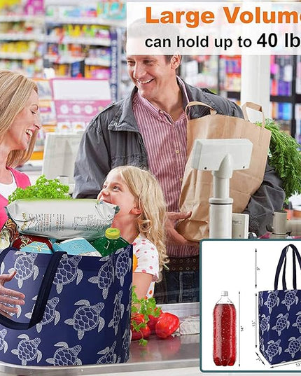 BeeGreen Animal Reusable Grocery Bags - W13*H13*D7 6 Packs Lightweight Shopping Totes with Long Handles, Water Resistant,Durable and Portable - Perfect for Groceries, Supermarket, Gifts, and More