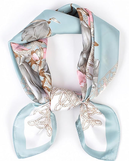MINIDORA Satin Scarves for Women 27.5 × 27.5 inches Medium Square Elegant Silk Feeling Head Scarf