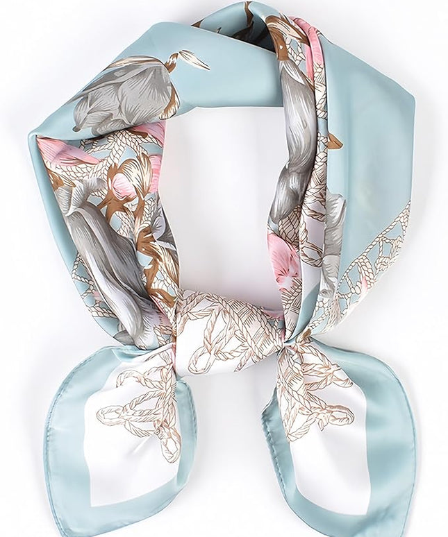 MINIDORA Satin Scarves for Women 27.5 × 27.5 inches Medium Square Elegant Silk Feeling Head Scarf