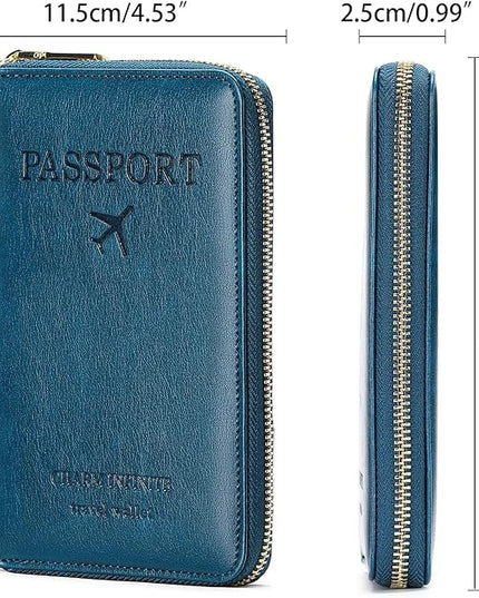 Leather RFID Blocking Passport Holder Travel Wallet, Passport Cover/Travel Wallet for Women/Men with